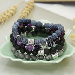 4Pcs Natural Stone Bead Bracelet For Girls Women Lucky Healing Bracelet (paw+heart)